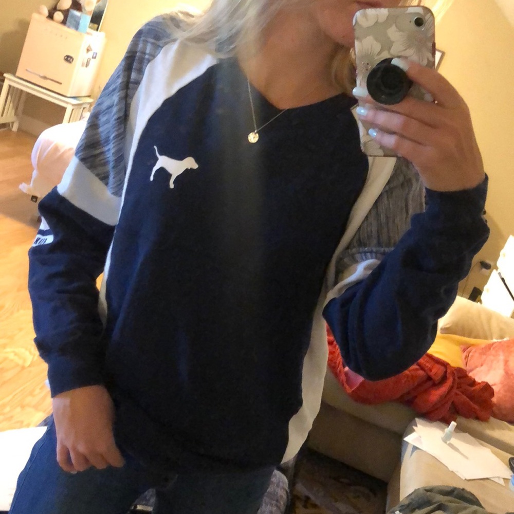 Navy blue long sleeve cotton shirt